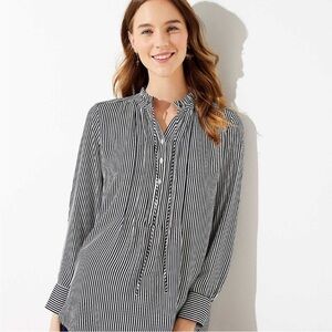 Loft Black and White Striped Blouse